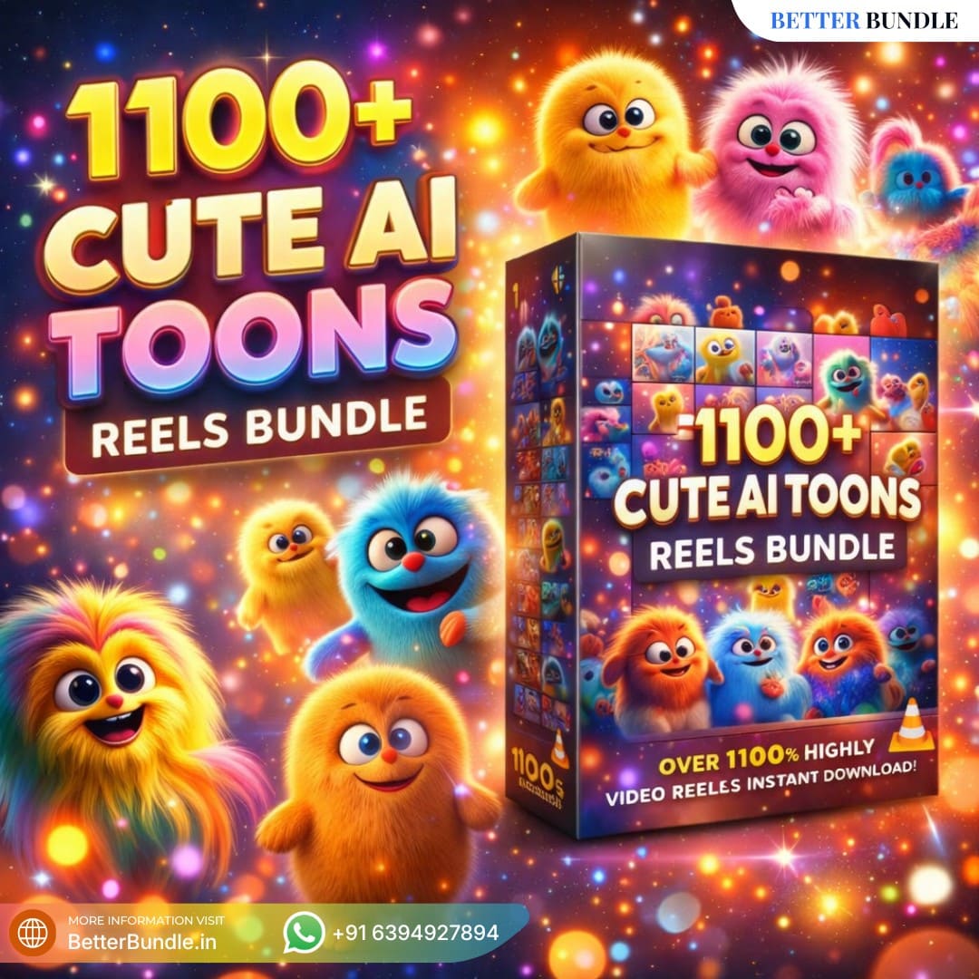 1100+ Cute AI Toons Reels Bundle – Powerful Cute Cartoon Content for Viral Growth | BetterBundle.in