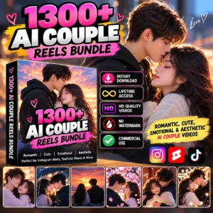 1300+ AI Couple Reels Bundle – Viral Couple Reels for Instagram & YouTube Shorts Growth